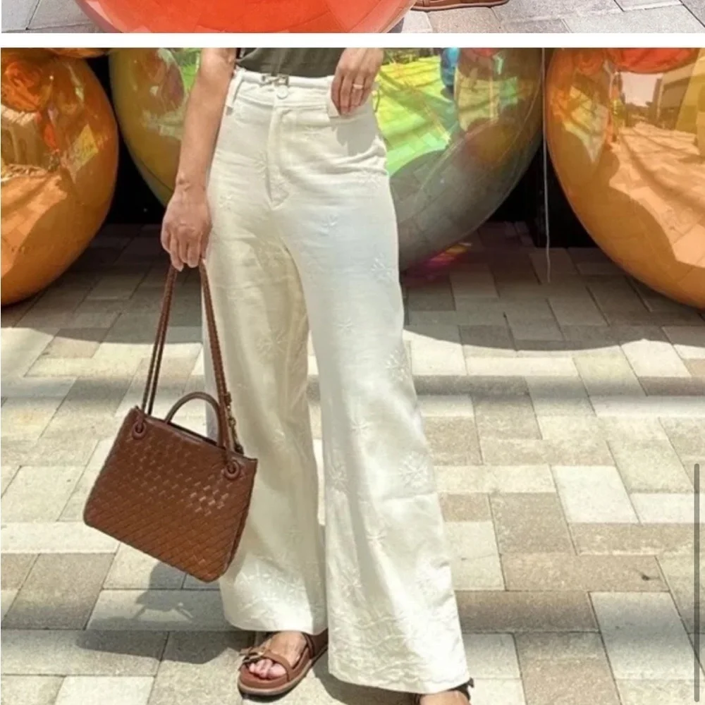 NEW ZARA EMBROIDERED SUMMER /VACATION PANTS SIZE S  🚨NO DISCOUNT
